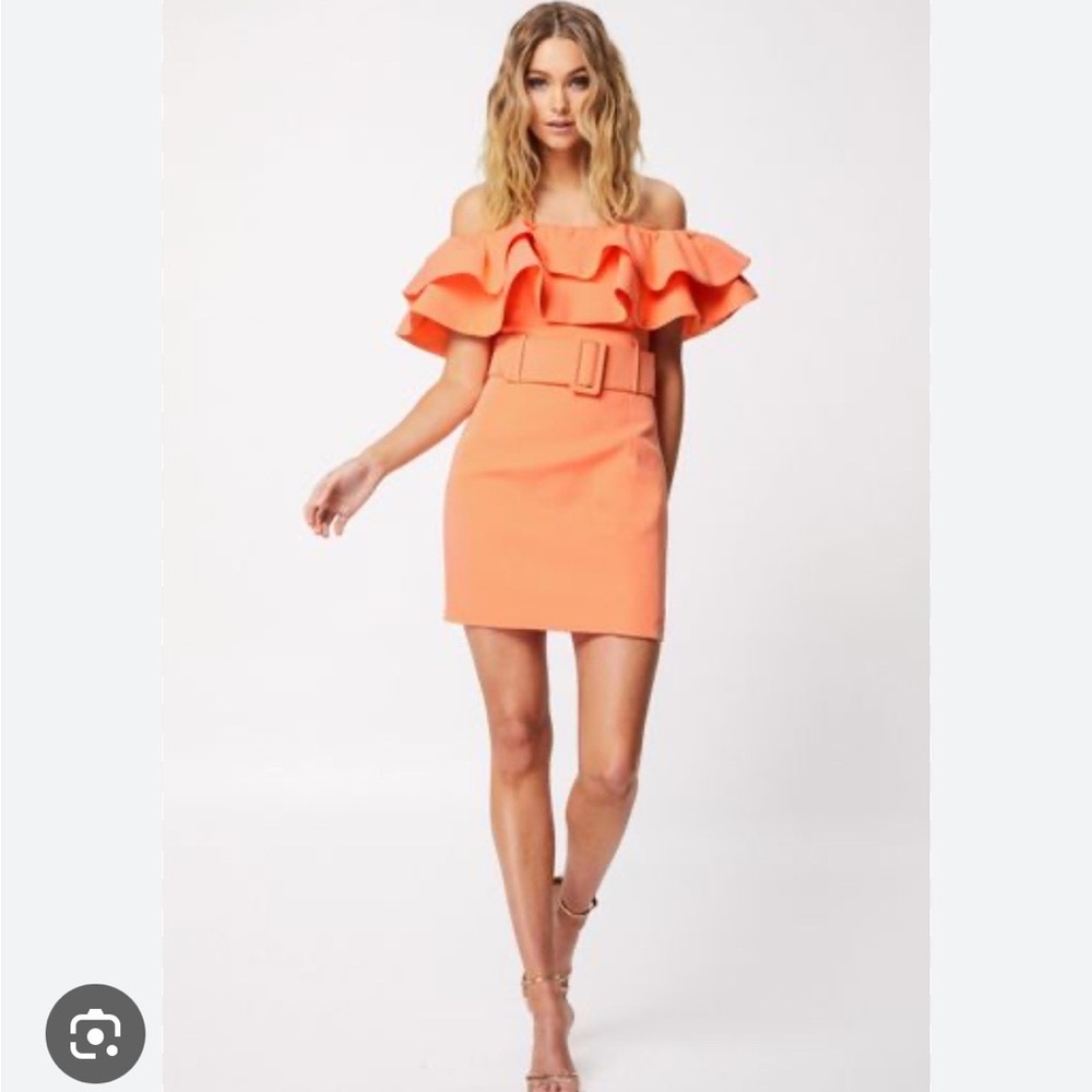 Chic Ruffle Off-Shoulder Mini Dress - Coral